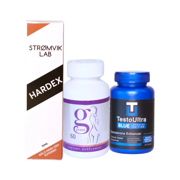 Combo Testo Ultra Blue+ Hardex + Potenciador Femenino Punto G Incrementa la producción de testosterona masculina y aumenta la libido femenina