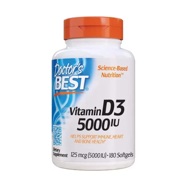 Vitamina D3 Doctor's Best 5000IU 180 Capsulas Blandas