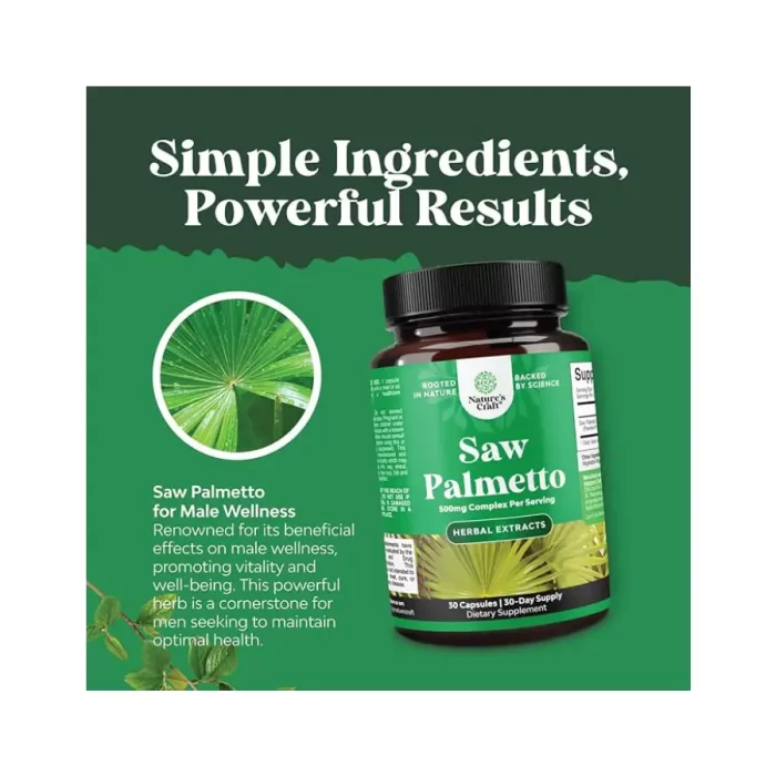 Saw Palmetto Natures Craft 500Mg 30 Capsulas